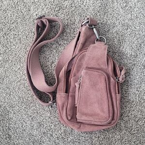 Free People Blush Suede Crossbody Bag